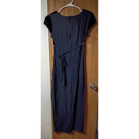 Vintage Just Choon Velvet Empire Waist Maxi Dress Black Ribbon Detail XS 90s - Picture 3 of 7